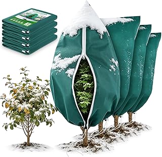 4 Pack Winter Plant Covers Freeze Protection, 31.5x47.3" 2.3oz/yd² Frost Blankets with Zipper & Drawstring, Reusable Frost Cloths for Outdoor Plants, Rose Bush, Bird Insect Prevention, Garden, Farm
