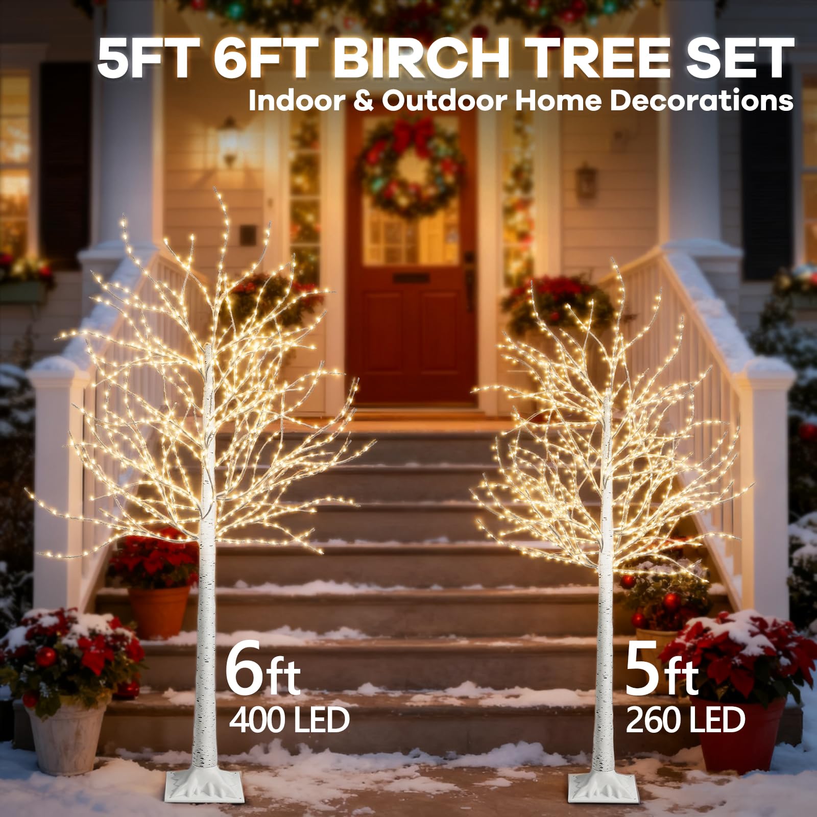 Arbre de décoration Artificiel avec lumière, 1,5 m + 1,8 m