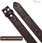 JASGOOD Western Leather Belt Strap for Men without Buckle Engraved Embossed Cowboy Leather Belt Strap 1.5 inch Wide