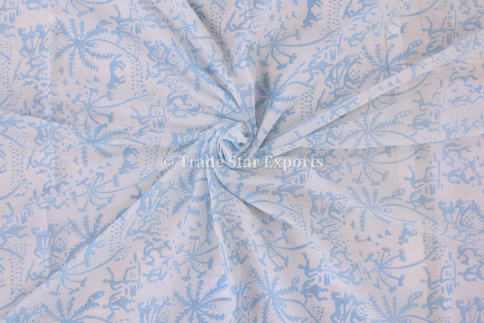 Trade Star Exports Indian Hand Block Print Fabric 100% Cotton Fabric by The Yard for Dressmaking Handmade 3 Yard Kids Clothing Fabric Beautiful Sanganeri Print Fabric for Home Decor (Pattern 10)