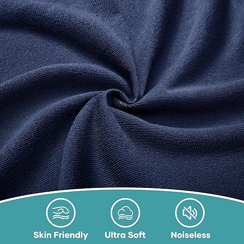 Miniatura 3 de OhGeni Protector de colchón 100% impermeable, tamaño King, color azul marino, sábana bajera con bolsillos profundos, de 6 a 18 pulgadas, material