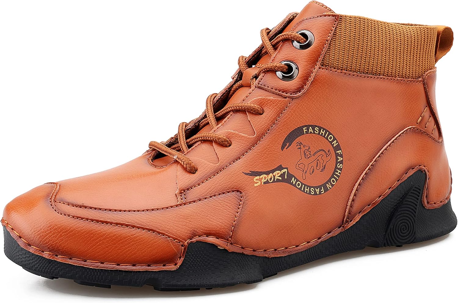 Honeystore Men's Motorcycle Booties Casual Chukka Boots Lace-up British Shoes Brown 12 D(M) US Men