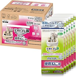 デオトイレ 消臭・抗菌シート 複数ねこ用 猫用トイレシート 48枚(8枚×6袋) 猫 Amazon.co.jp限定