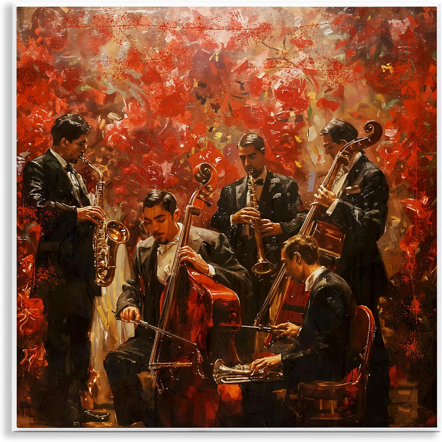 'Play More Jazz Performance'| Canvas Art | Stupell Industries | 17 x 17 Inches, Easy to Hang and Sturdy, Made in USA, by Marta Wiley