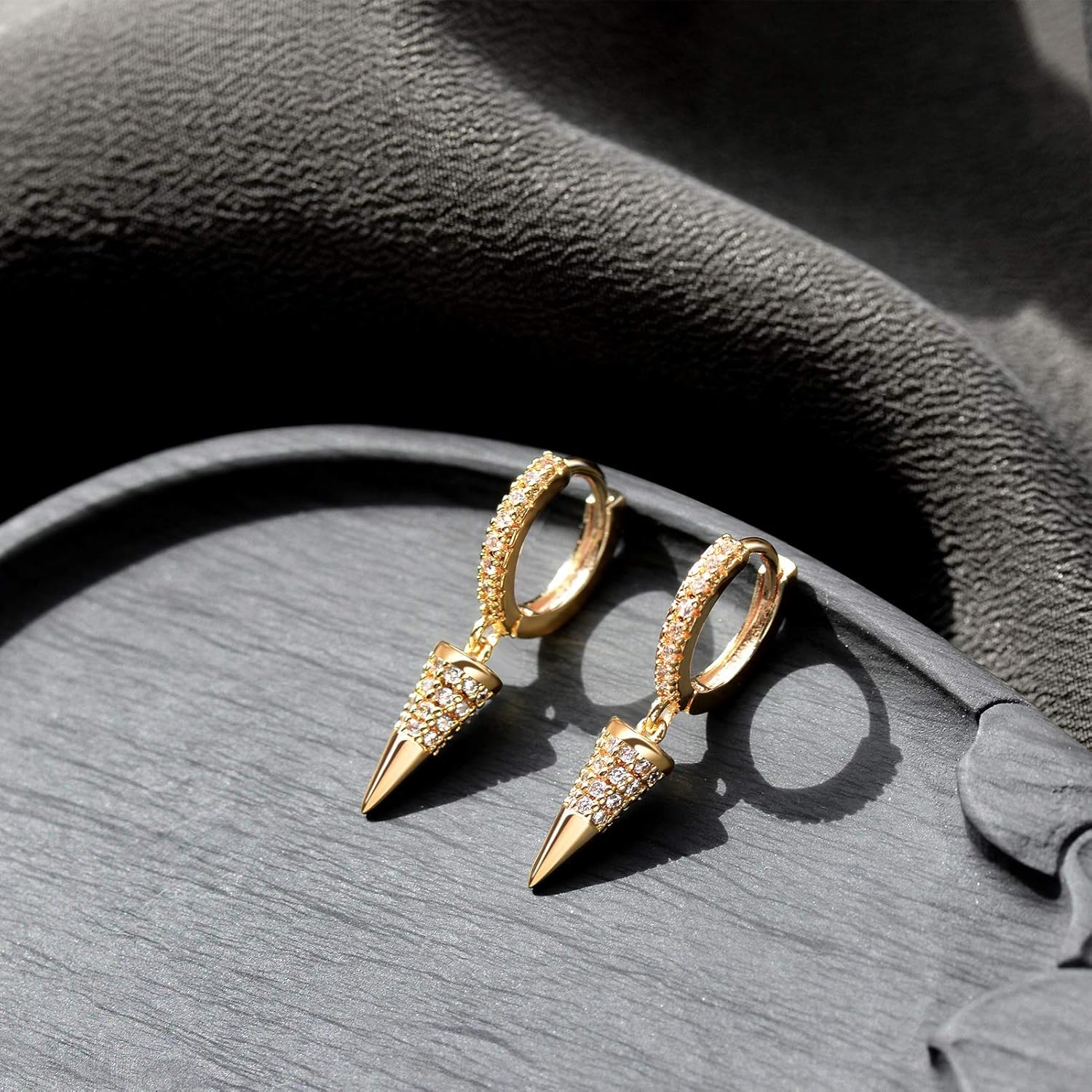 WEARON Gold Huggie Hoop Earrings for Women 14k Gold Plated Small Charm Drop Dangle Earrings Hypoallergenic Jewelry Gifts - Image 5