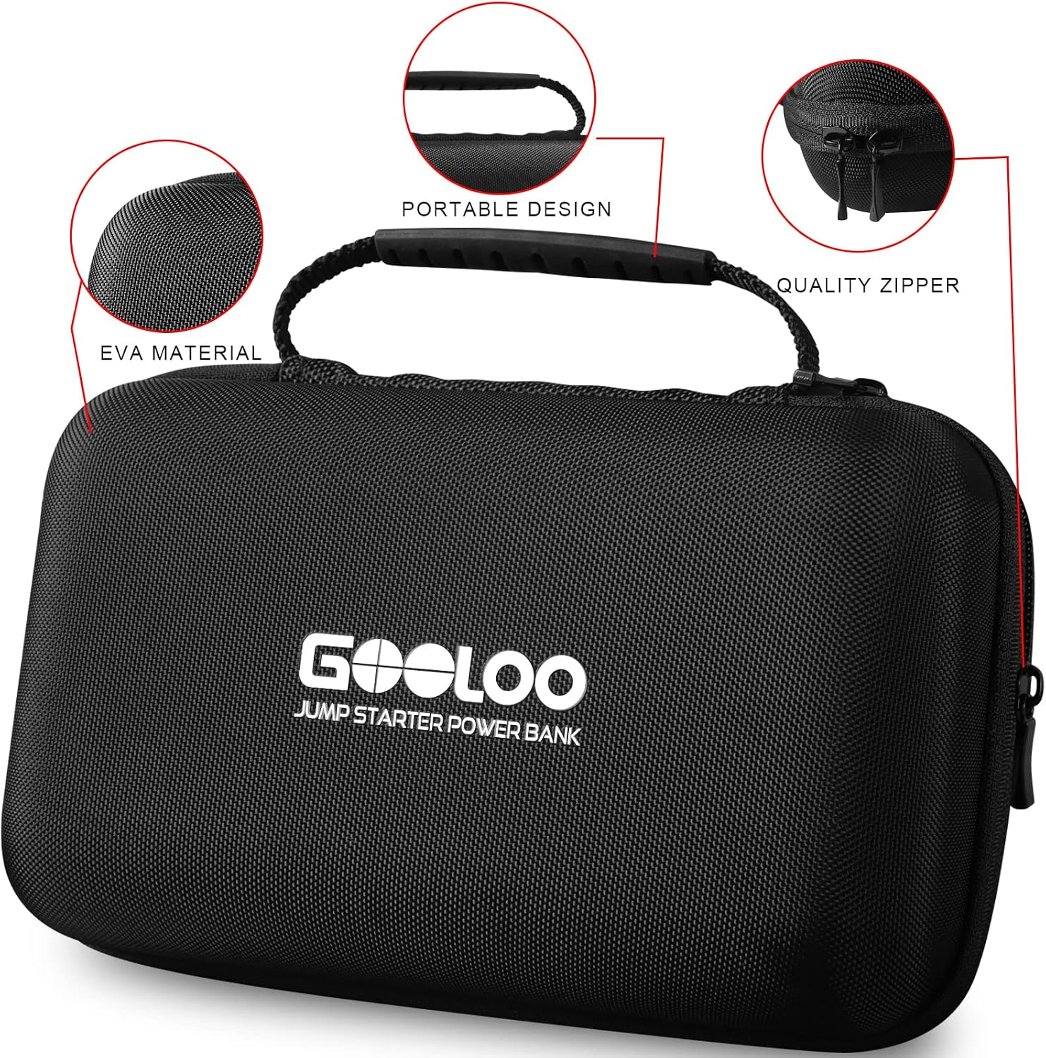 GOOLOO EVA Protective Case for GT1500 12V Jump Starter Car Gadgets Tool Storage Box （for GT1500 Only）
