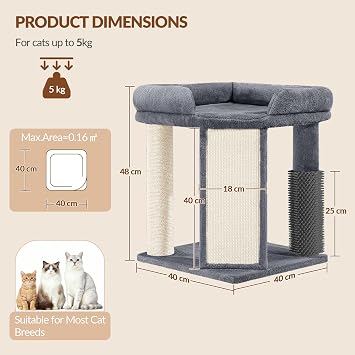 Cat Tree for Indoor Cats, 48 cm Small Cat Tower, Dark Grey