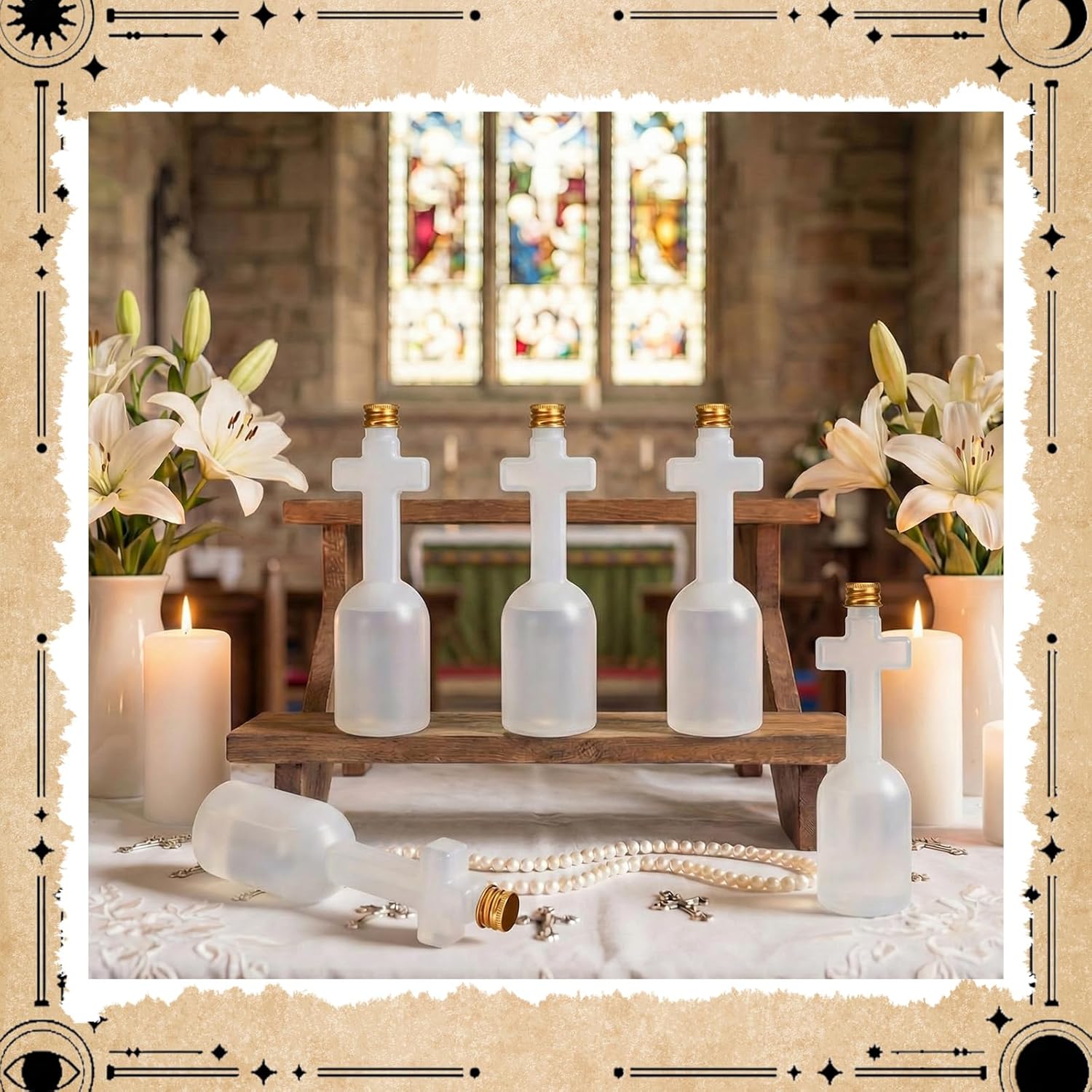 30 Pack 3.4oz/100ML Holy Water Bottle Catholic Bulk, Empty Plastic Easter Catholic Blessed Holy Water Containers with Gold Lid Agua Bendita Baptism Favors for Guest First Communion Church