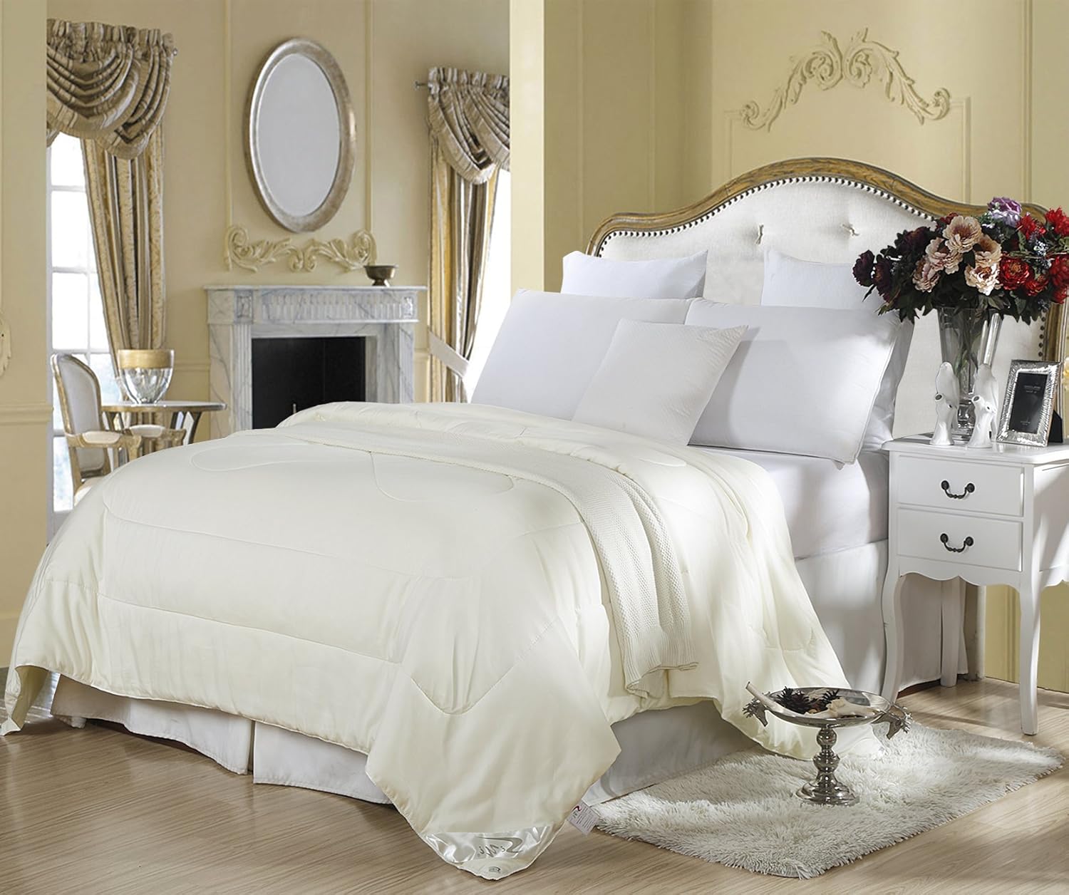 Siyi Comforter All Season Mulberry Silk Comforter 1+1 Comforter, Beige, King(2lbs