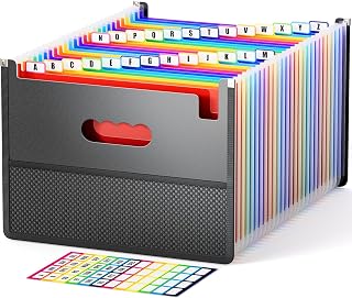 A4 Accordion Sorter, 26Pockets with Mesh Bag, Design Paper Storage - ABClife Suitcase Organizer, Document Storage, a4 Expandable Organizer, Alphabet Color Tabs A-Z