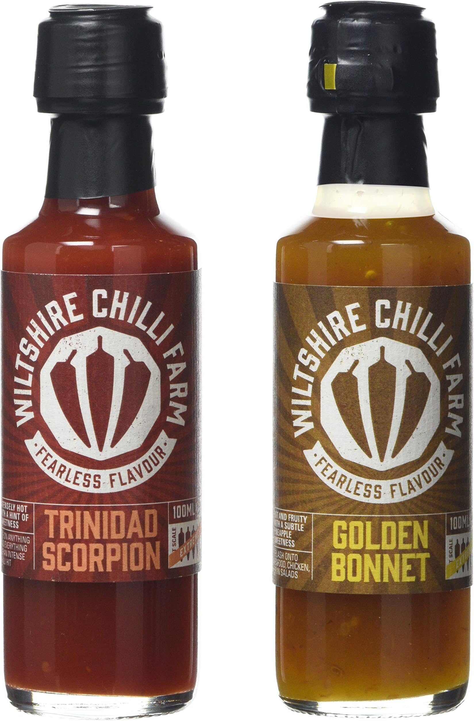 Wiltshire Chilli Farm Golden Bonnet and Trinidad Scorpion Extreme Hot Sauce Set(Pack of 1)