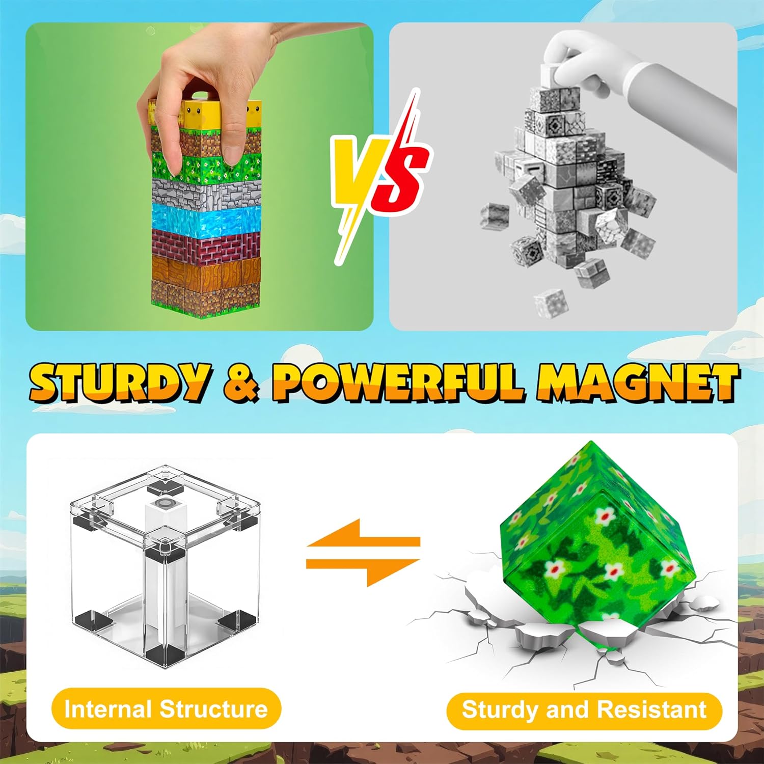 Enjoyjoy 300 PCS Magnetic Blocks -Magnetic Building Blocks Montessori Stacking Construction Sensory Toys Magnets Cubes for STEM Magnetic Blocks for Kids Ages 4-8 Boys Girls Christmas Birthday Gifts