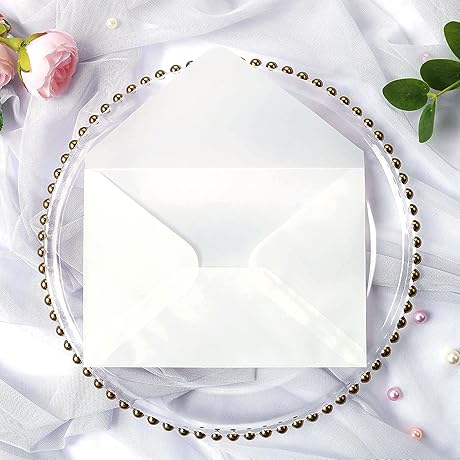 PONATIA A7 Size (5.35x7.5 in) 50 Pack Vellum Envelopes Set