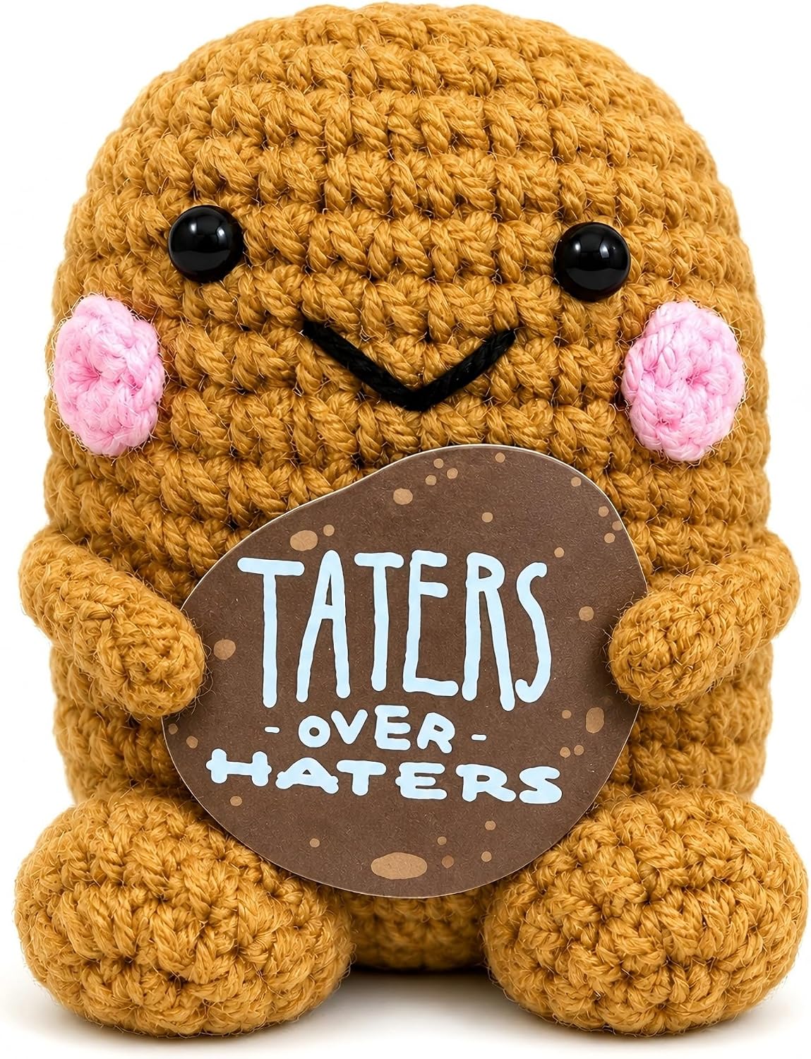 Funny Crochet Potato Gift for Women Men, Positive Tater Tot Gifts for Friend, Handmade Knitted Gag Gift for Coworker Bestie Friendship Emotional Support