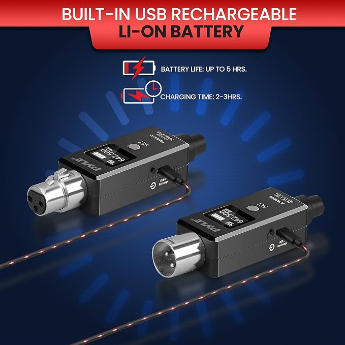 Sistema Adaptador Inalámbrico UHF XLR Multifuncional Pyle miniatura 3
