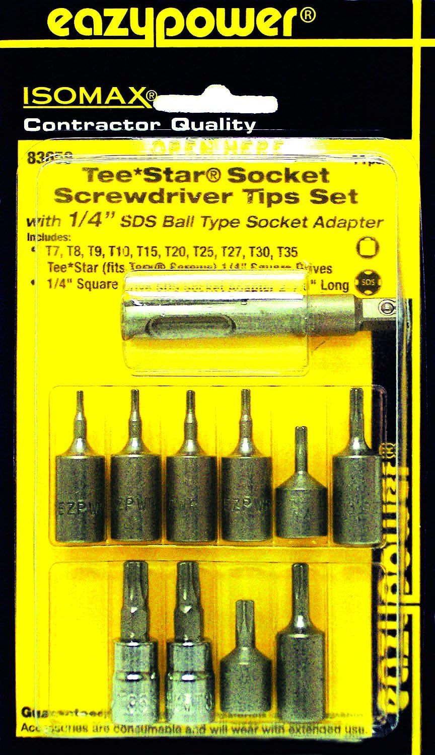 Eazypower 83659 T7-T35 Tee 1/4" Sock SDS Adapter Set (11 Piece)