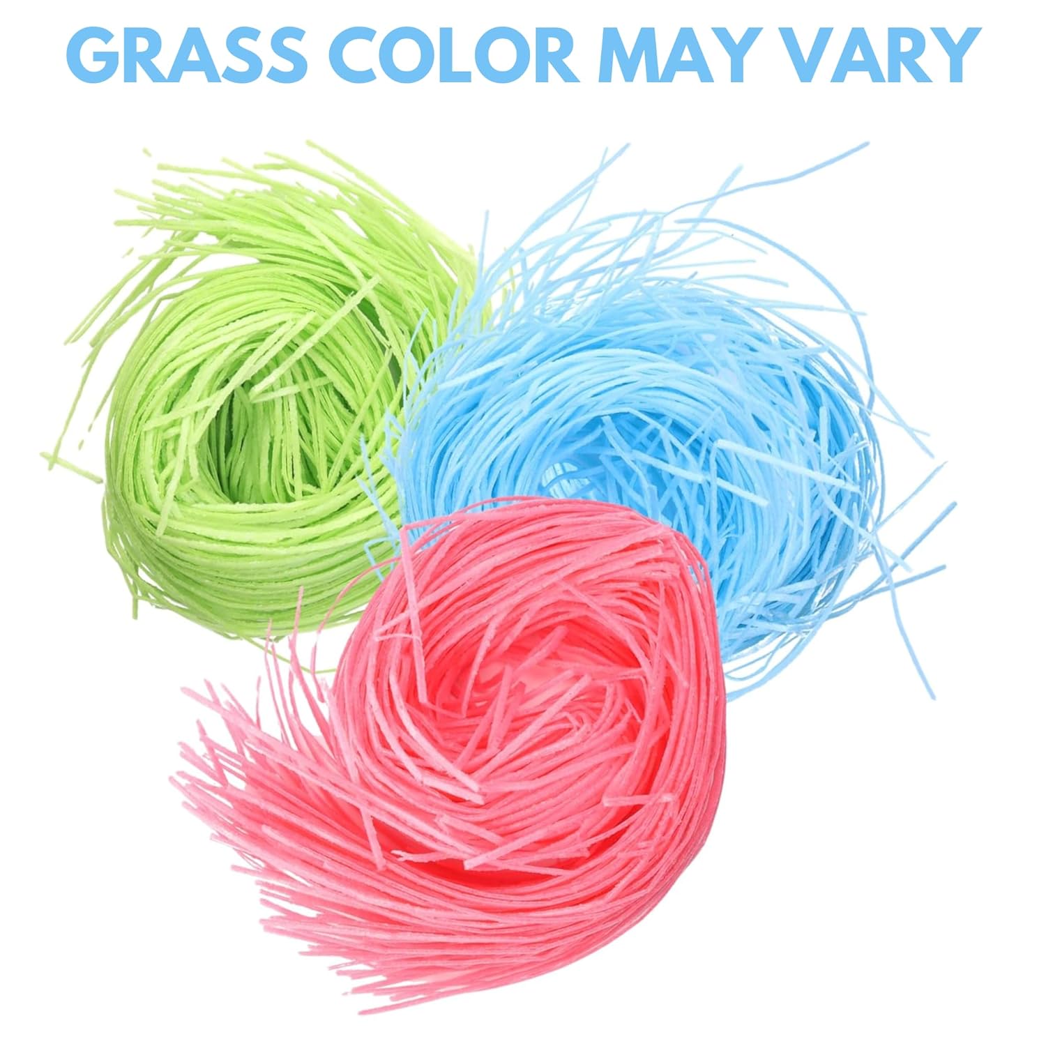 Edible Easter Grass Candy, Assorted Fruit Flavored Basket Stuffers or Dessert Toppers, Spring Party Decorations, Color May Vary (Pack of 6)