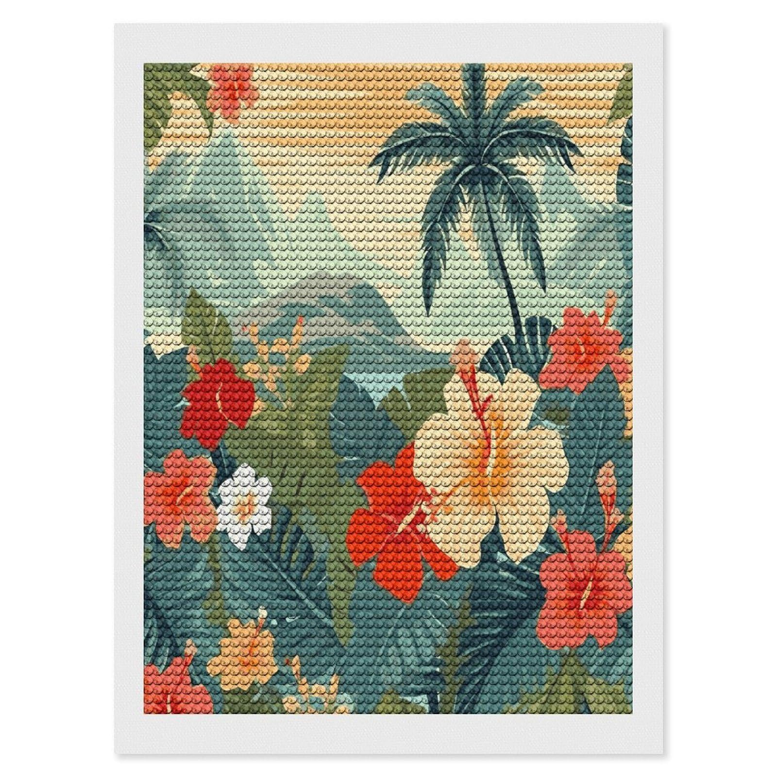 FekiLoot Diamond Art Kits for Adults, DIY 5D Summer Hawaiian Diamond Painting Kits for Beginners, Full Round Drill Diamond Dots Painting Gem Art Crafts for Home Wall Decor & Gift 12"x16"