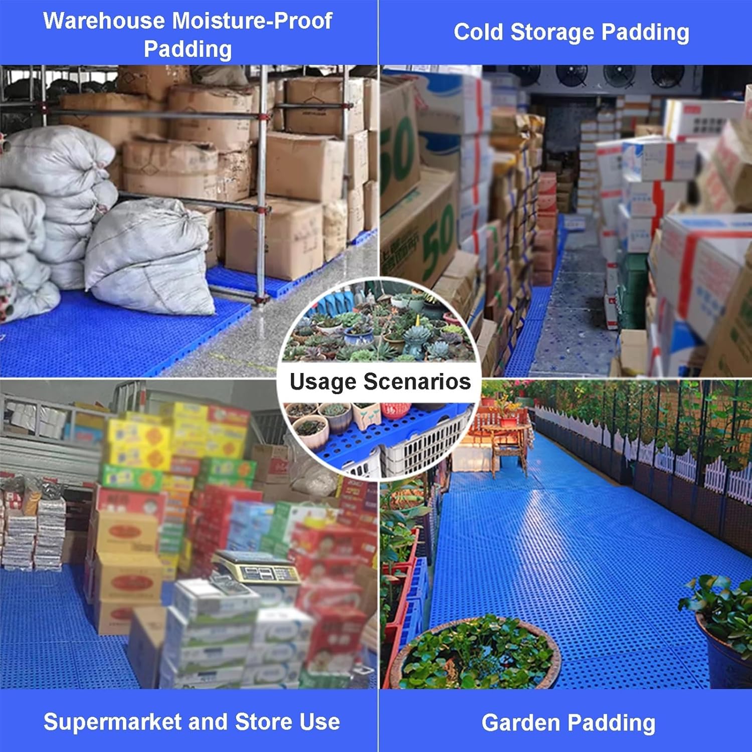 Plastic Pallets, Lightweight Waterproof Floor Pallet, Moisture-Proof Pad with Breathable Grids for Indoor and Outdoor, Garages, Basement(White)