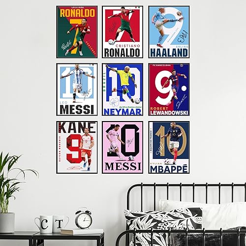 Miniatura 4 de BigWig Prints Soccer Poster - Soccer Decor For Boys Bedroom, Messi And Ronaldo Poster, Messi Posters For Boys Bedroom, Mbappe Wall Art, Neymar Wall