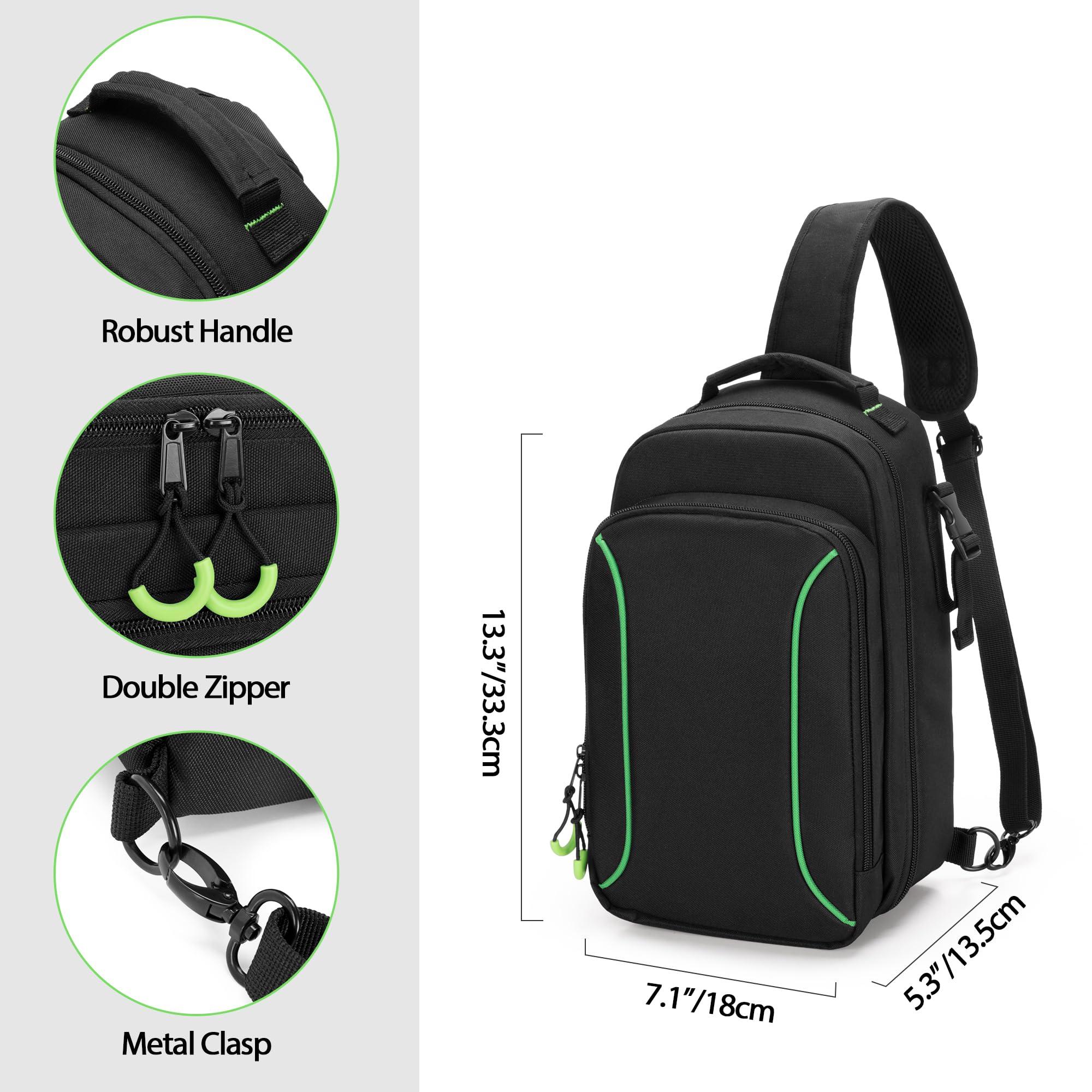 PGmoon Custodia da Trasporto Sling Compatibile con Console di Gioco Xbox Series S, Borsa da Viaggio per Controller Wireless e Altri Accessori (Design Brevettato)