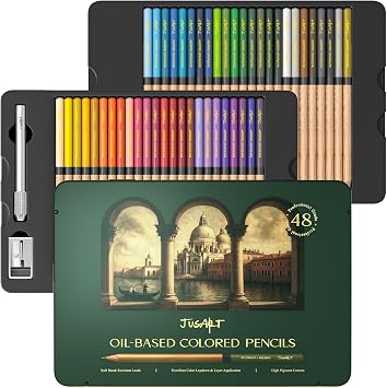 48 Oil-Based Colored Pencils Soft Core, Durable, Vibrant