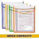 Shuban 4 Pcs Plastic File Folder Vertical Poly Envelope Expanding File Document Organizer FS Size with Snap Closure & Label Pocket Clear Colored File Pouch for Office Home Storage (Assorted Color) gallery image