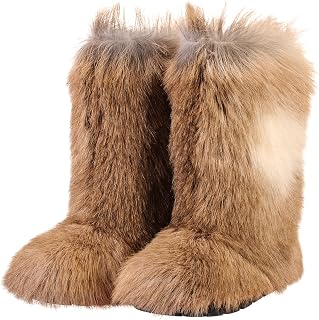 Light Brown Goat Fur Snow Boots for Women, Mukluks, Moutons, Handmade by LITVIN