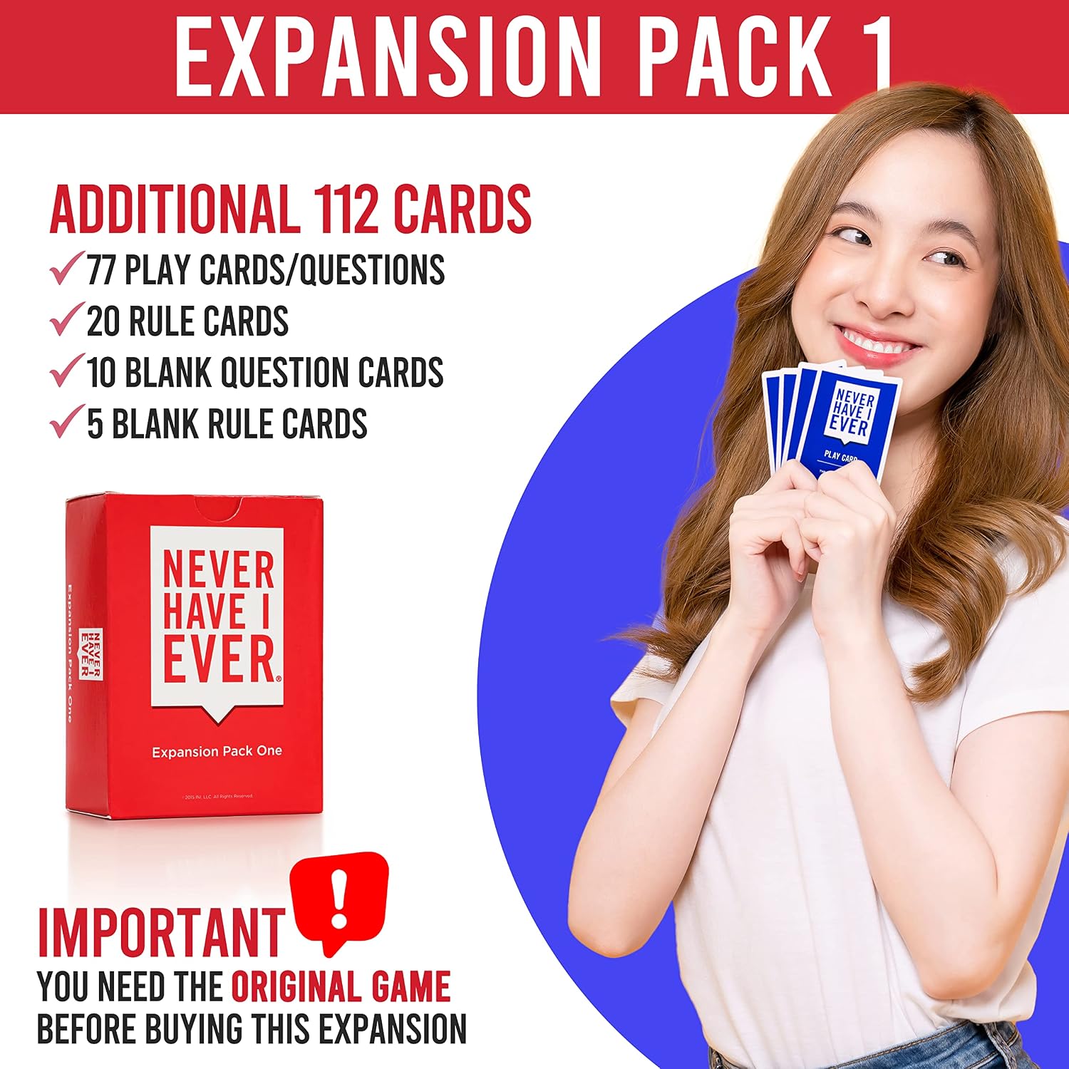 Never Have I Ever Expansion Pack One Card Game Set | Fun Game Night Party Games for Adults | New Addition to The Classic Edition | for 4+ Players | Ages 17 +