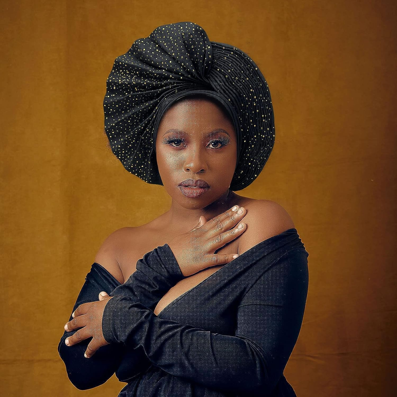 Already Made Nigerian Auto Gele with Stones Women Turban Hat Head Wrap African Headties Fashion Headbands for Party