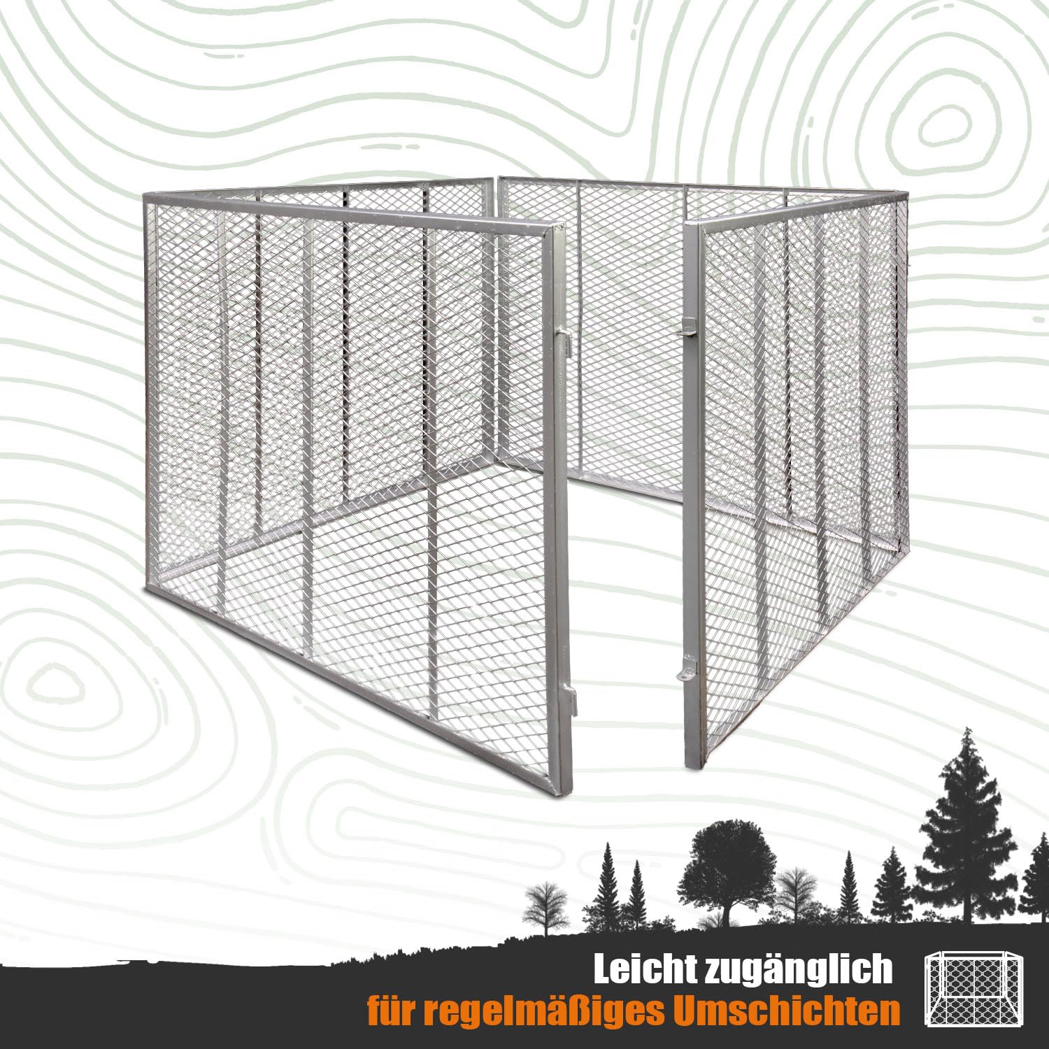 Komposter Garten Metall 800L Schnellkomposter Metallkomposter 100x100 cm Kompostgitter verzinkt Gartenkomposter Kompostbehälter für Bio-Abfälle