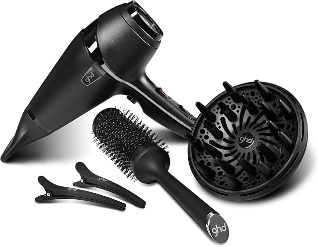 ghd air Kit, Asciugacapelli Professionale con Accessori e Spazzola Ceramica | Include Beccuccio, Diffusore, 2 Clip e Spazzola in Ceramica, Tecnologia Ionica Anti Crespo, Potenza 2.100 W, Cavo da 3m