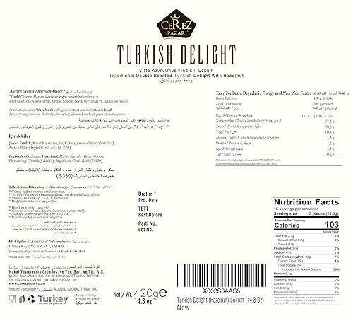Miniatura 2 de Cerez Pazari Delicia turca Dulces de avellana Gourmet Premium Veganos Dulces Caja de regalo mediana de 14.8 onzas | Dulce de lujo tradicional de