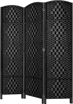 HALLYBEE Room Divider Panel,3 Panel Partition Room Dividers Screen, Black | Room Partition, Privacy Screen 6ft Tall Temporary Wall Divider,Room Divider Panel,Space Separation Separator Bedroom