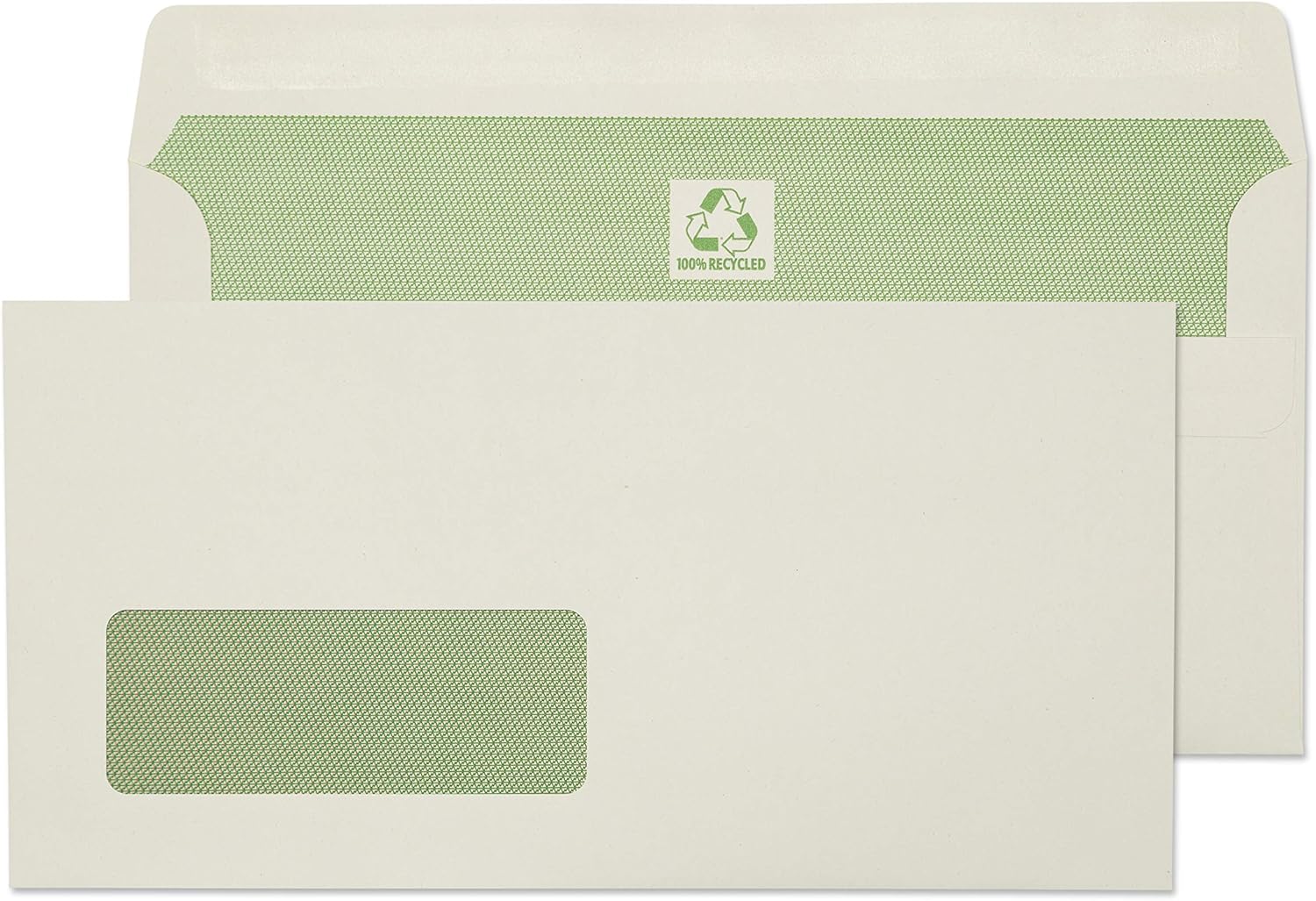 Blake Purely Environmental DL 110 x 220 mm 35 x 90 mm 90 GSM Flora Recycled Window Self Seal Wallet Envelopes (RE4360) Natural White - Pack of 500
