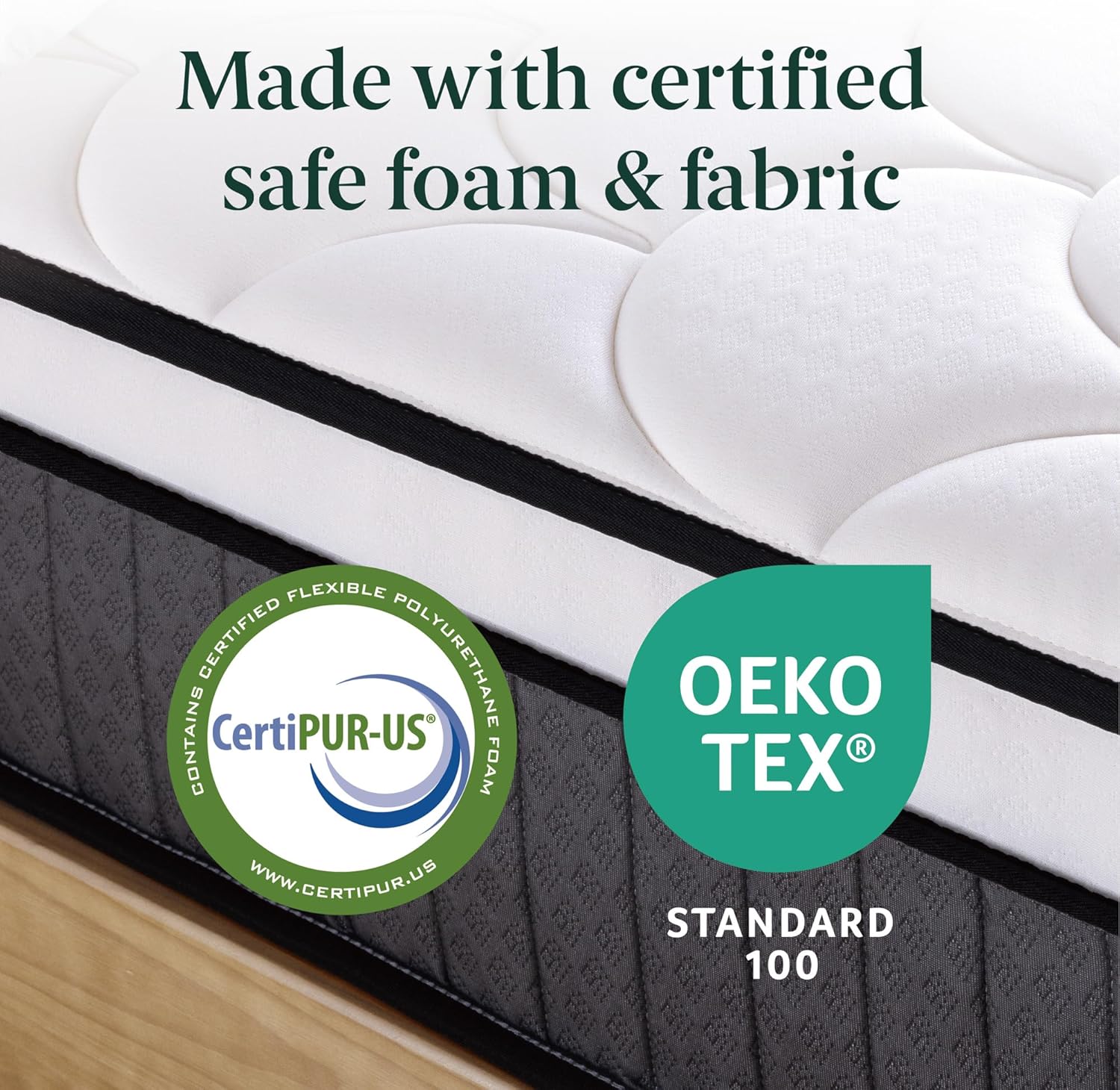 Zinus Double Memory Foam Mattress & Pocket Spring - 4ft6 (135 x 190 cm) - 10'' Height - Medium Firmness - Skin -friendly Hybrid Mattress - Orthopaedic Support - OEKO-TEX Certified - Designed in UK image 5