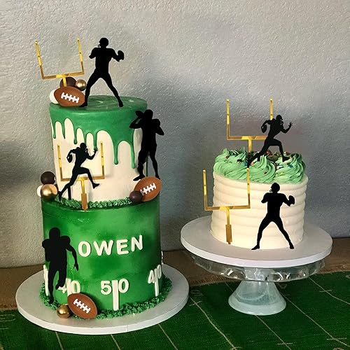 Miniatura 6 de 24 piezas de decoración de pasteles de fútbol para jugadores de pelota de rugby para fiesta de cumpleaños temática de fútbol, suministros de fiesta