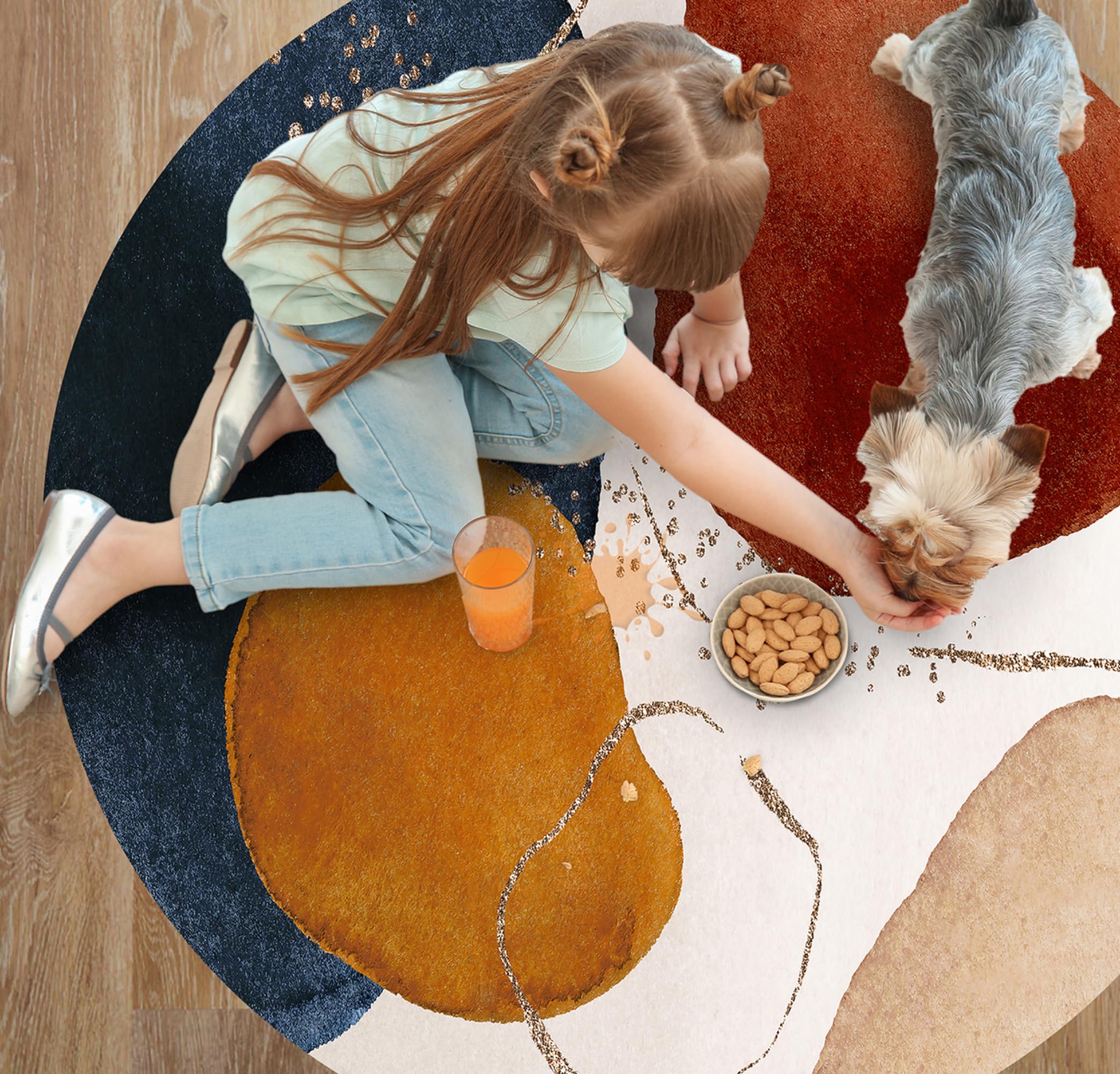 VINILIKO Design | Alfombra Vinílica Redonda Ania [Diam] 180 cm - Antideslizante, Impermeable, Lavable - Varios Tamaños - Alfombra Vinilo Salón, Cocina
