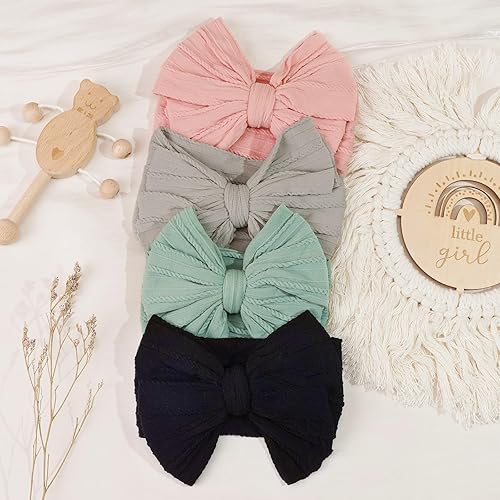 Miniatura 23 de CÉLLOT - Diademas de nudo superelásticas y suaves con moños, bandas para el cabello y accesorios para recién nacidas, bebés, niñas pequeñas y niñas