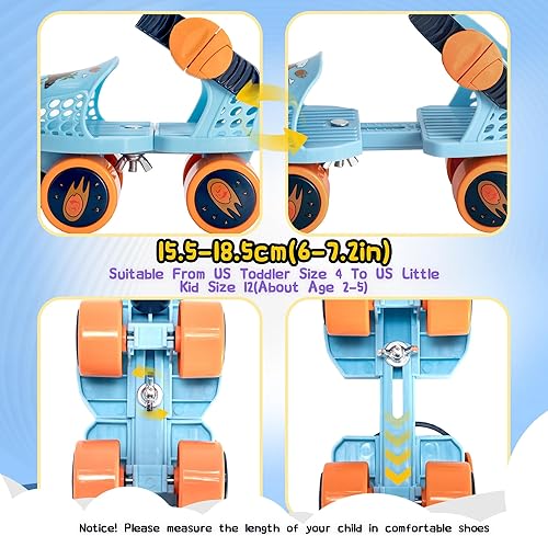 Miniatura 5 de SULIFEEL Patines de ruedas cuádruples ajustables para niños, patines de ruedas para principiantes para niñas y niños de 2 a 5 años de edad