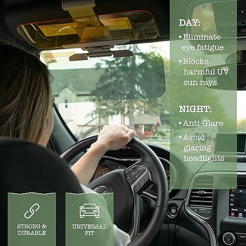 Vista 5 de zona Tech Día y Noche Anti-Glare auto parabrisas Visor Calidad Premium universal Sombrilla y visión nocturna conducción Anti-Dazzle Parabrisas Visor