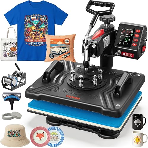 VEVOR Heat Press Machine 12"x15" 5 in 1 360° Swing Away Shirt Press Machine