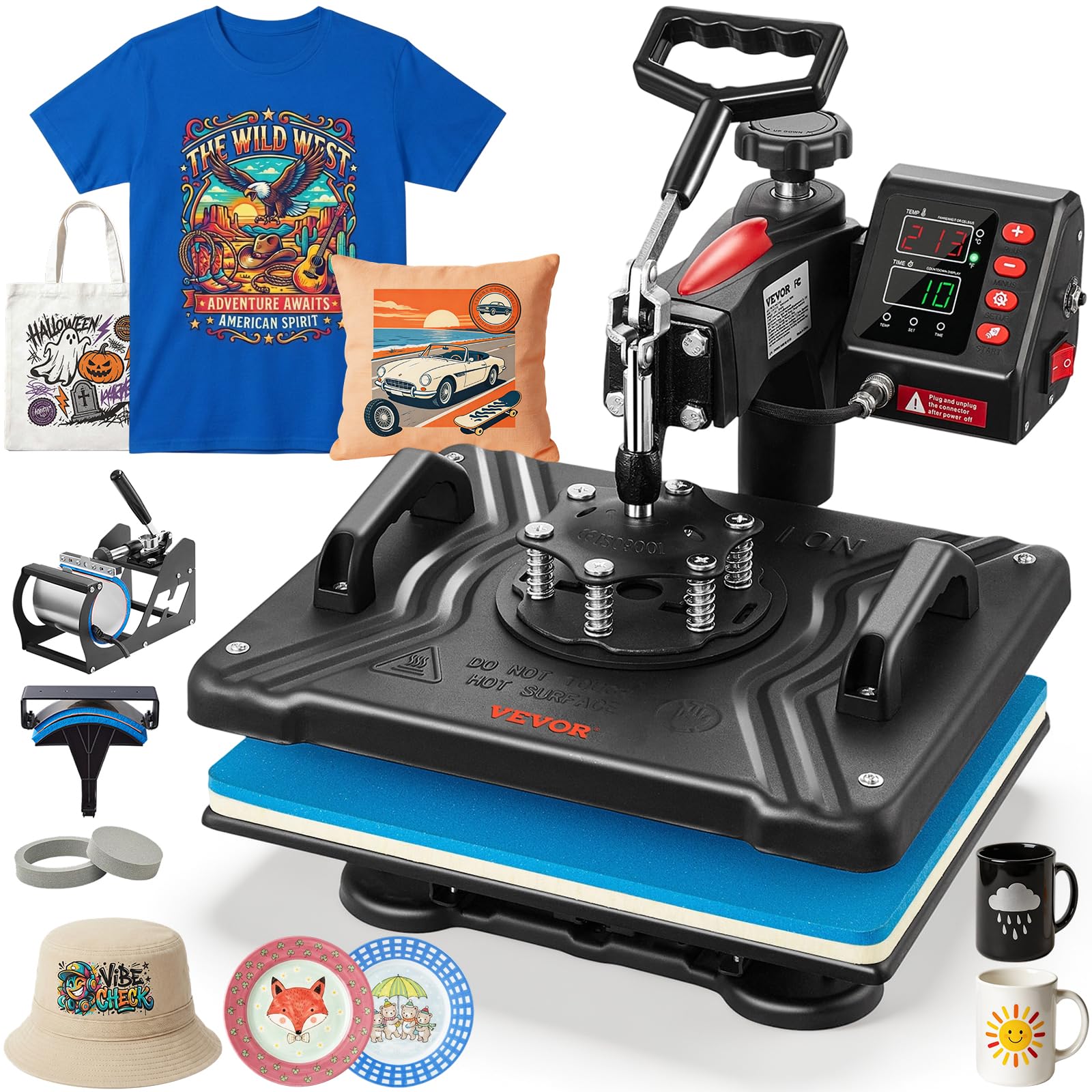 VEVOR Heat Press Machine 12"x15" 5 in 1 360° Swing Away Shirt Press Machine 5in1-12x15-Black
