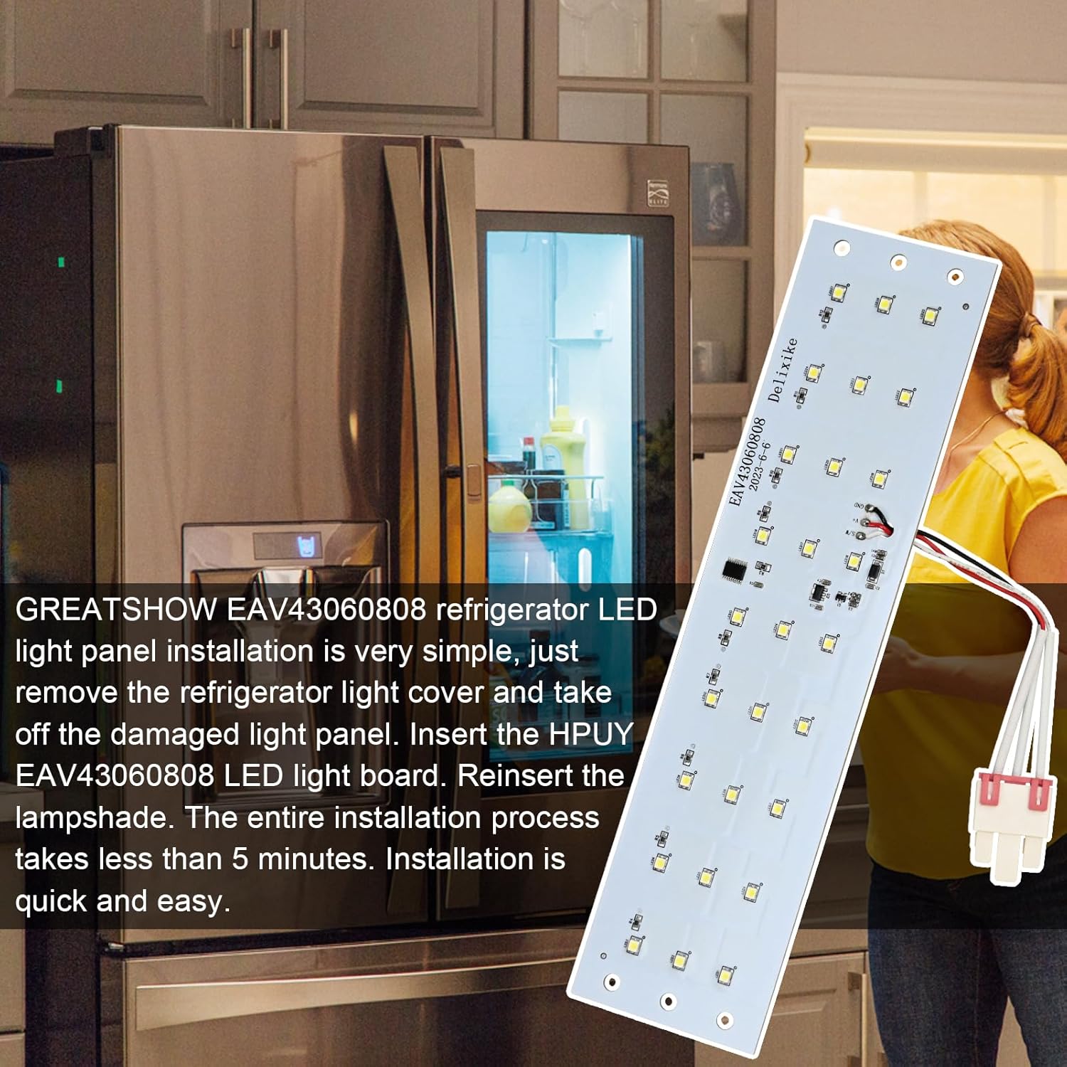 EAV43060808 EVA43060804 EAV43060810 Refrigerator LED Assembly Fits for LG Kenmore Refrigerator Led Light Assembly Replacement Refrigerator Light Bulb(Only LED Lights, Without housing)