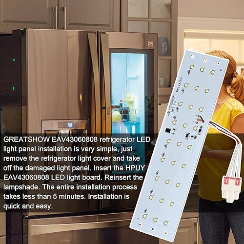 Miniatura 7 de Greatshow EAV43060808 EVA43060804 EAV43060810 - Conjunto de luces LED para refrigerador LG Kenmore de repuesto para nevera LG Kenmore, bombilla de