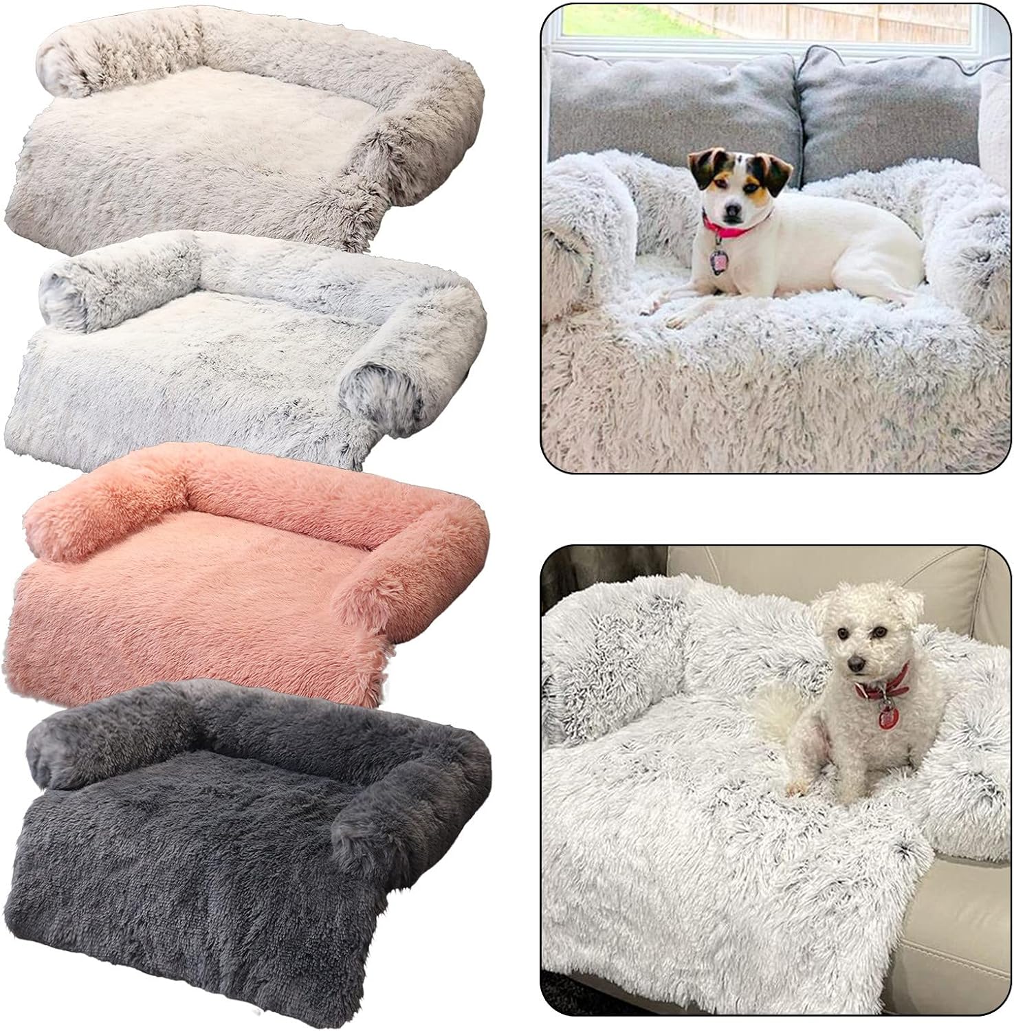 review Dog Beds Calming Medium Dog Bed Prime of Day Deals Square Dog Accessories Plush Washable Self Warming Cat Mat Fluffy Ultra Soft Anti Dog Anxiety Dog Bed