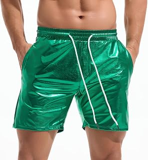 Amy Coulee Herren Metallic-Shorts, 12,7 cm, Rave, Hotpants, glänzend, glitzernd, Shorts mit Taschen