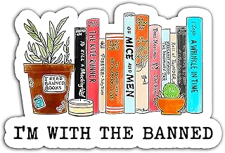 I'm with The Banned Books I Read Banned Books Lovers Sticker - 3x3 Laptop Sticker - Waterproof Vinyl for Car, Phone, Water Bottle (FBA 3 in - Option2)