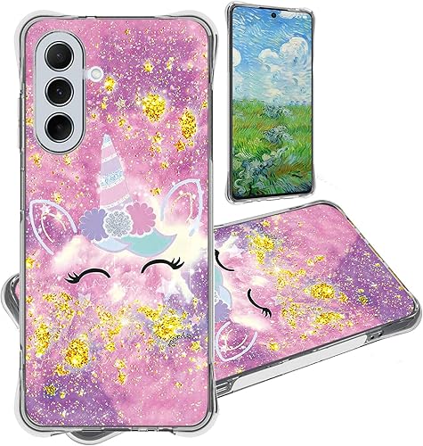 Miniatura 208 de Cricket Debut S2 - Funda compatible con AT&T Calypso 4 U380AC U380AA con protector de pantalla de vidrio templado, soporte de anillo, purpurina