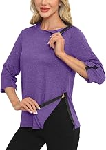 Poriff Women's Full Snap Post Shoulder Surgery Shirts 3/4 Sleeve Chemo Port Tops After Rotator Cuff Adaptive Clothing S - XXL
